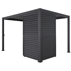 Shutter Wand 113 cm für Cadiz Terrassenüberdachung mit horizontalen Lamellen.