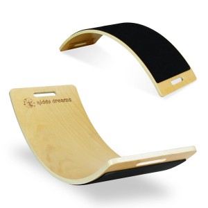 CCLIFE Holz Balance Board Wackelbrett Kinder Baby3 Jahre mit EVA Matte Montessori Spielzeug 85x30cm Holzfarbe