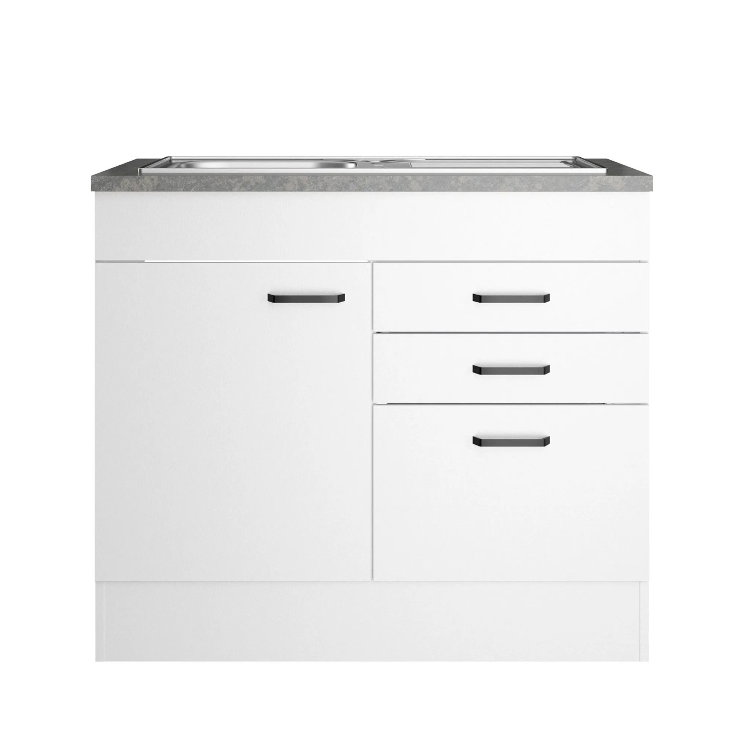 OPTIFIT Spülenunterschrank Bonn214 100 x 88 x 60cm Weiß mit Spüle u. Schubläden