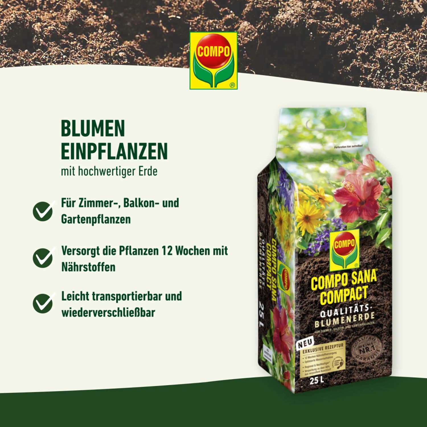 Compo Sana Compact Qualitäts-Blumenerde 1 x 25 l_3