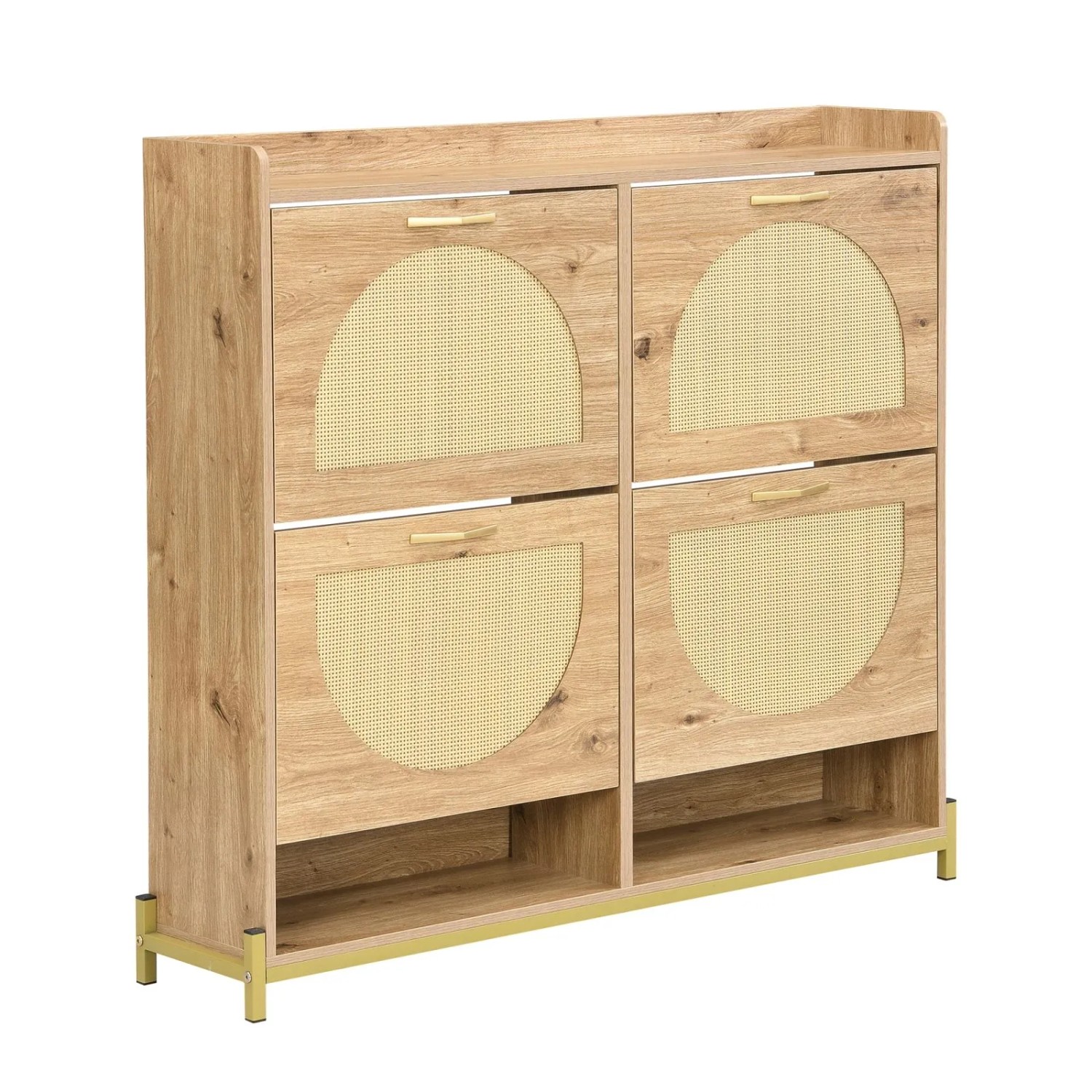 PXloue Schuhkipper Schuhkommode 108 cm Holzoptik  Schuhschrank mit Metallfüßen