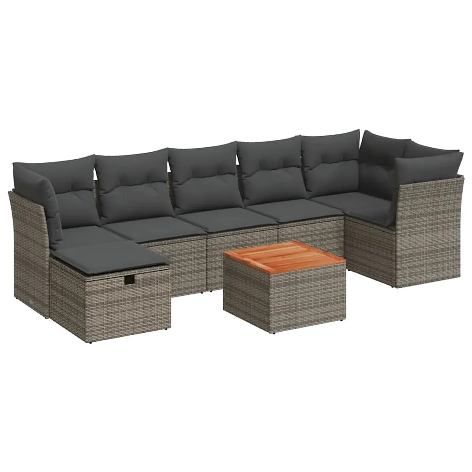 vidaXL 8-Tlg Garten-Sofagarnitur mit Kissen Grau Poly Rattan 3325770 günstig online kaufen