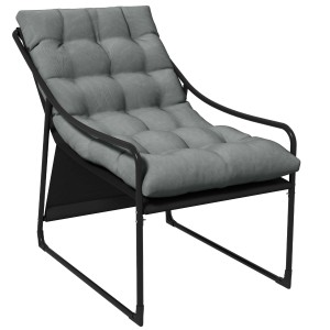 Outsunny Gartensessel mit grauem Sitzkissen und Armlehnen. Bequemer Loungesessel für den Garten.