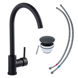 Schwarze Schöner Wohnen Waschtischarmatur Cantis mit Zubehör für Waschbecken