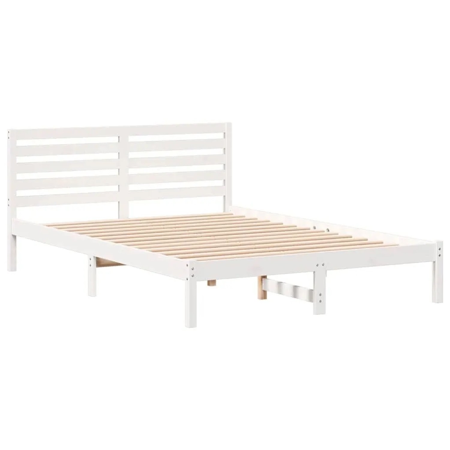 vidaXL Bettrahmen mit Kopfteil Weiß 140 x 220 cm Massives Kiefernholz 872333