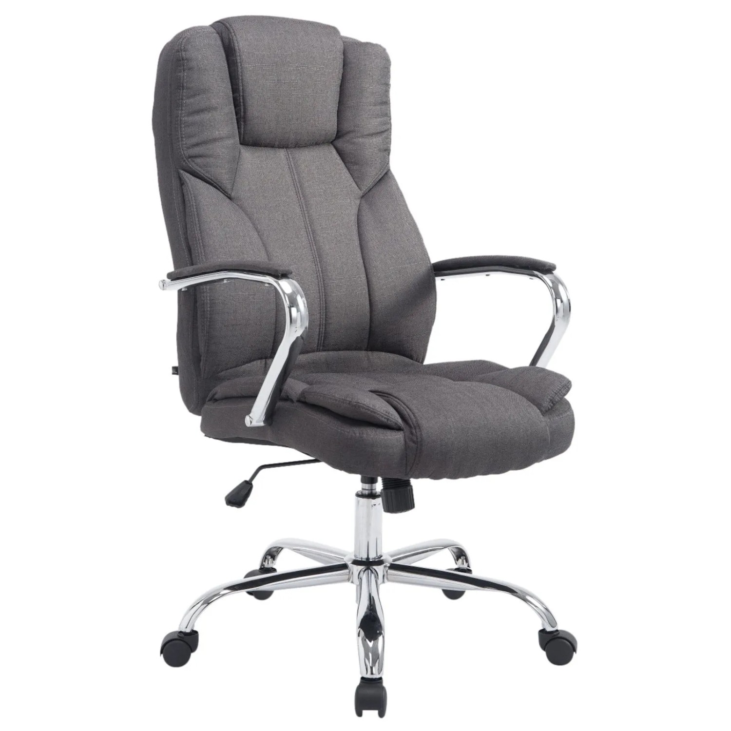 DELUKE Bürostuhl JUBEL Stoff 115x62x70 Dunkelgrau Stoff Metall In Chromoptik Gestell Ergonomische Bürostühle Homeoffice Stuhl