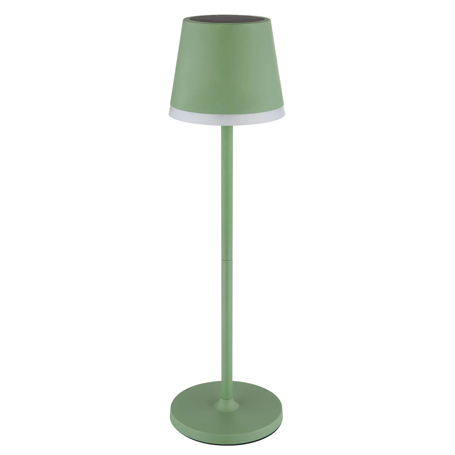 Blassgrüne Globo Solarleuchte mit verstellbarer Höhe, Ø 11 cm, ideal als Deko für Garten und Terrasse.