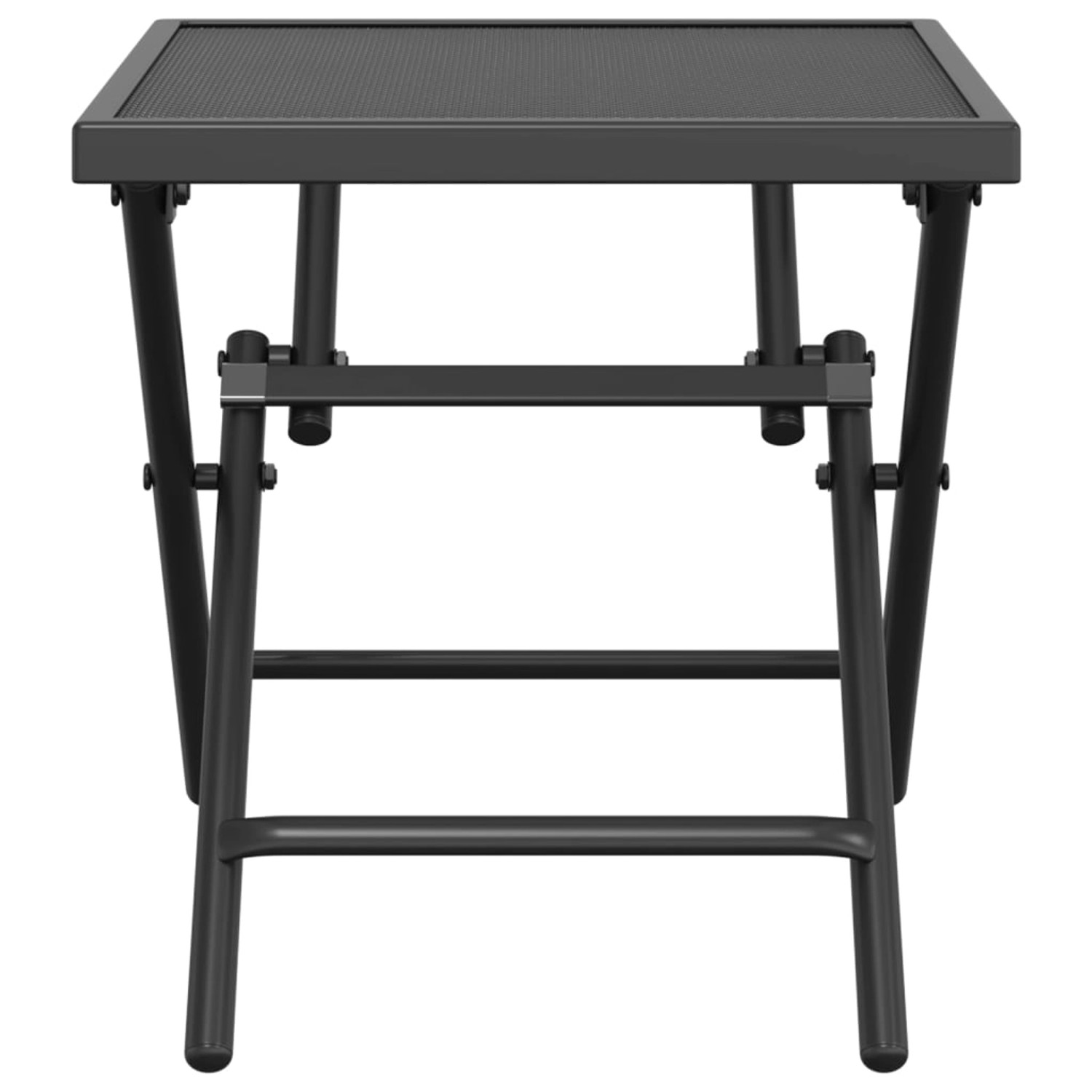 Klappbarer, anthrazitfarbener vidaXL Gartentisch aus Stahlgitter, 38x38x38 cm.