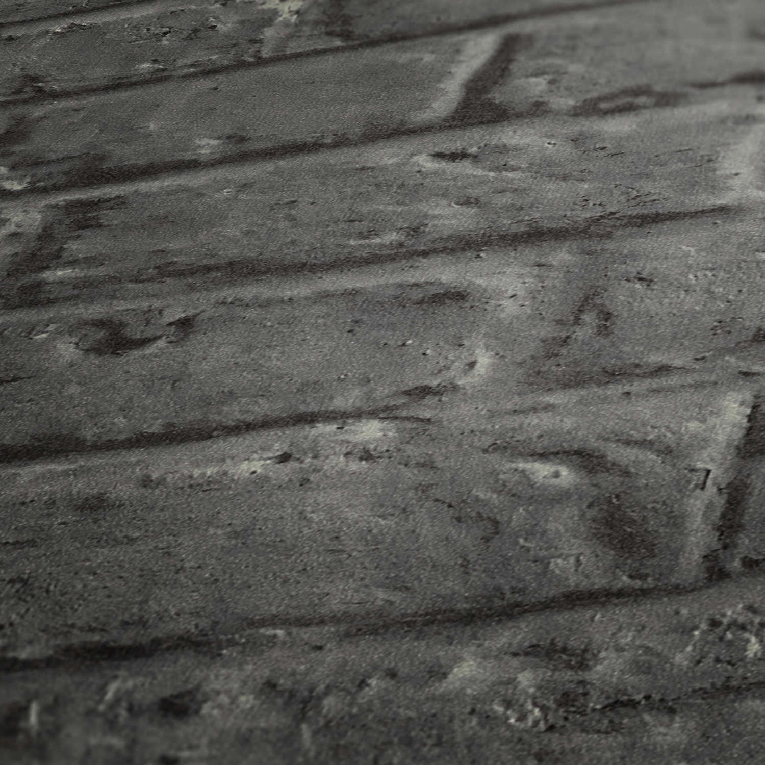 Grau-schwarze Tadessi Vliestapete in Steinoptik Ricco M1 No 270 für eine moderne Steinwand.