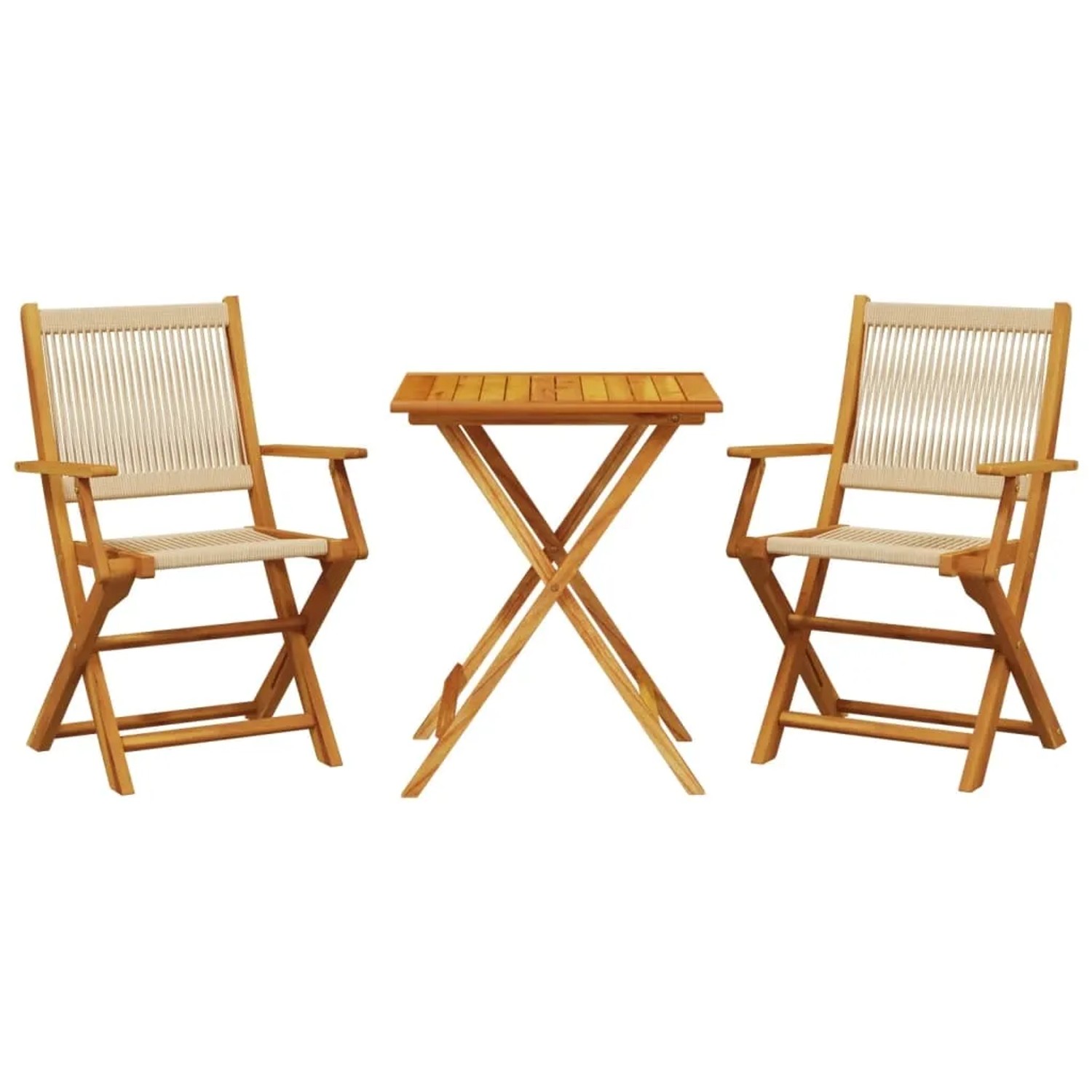 vidaXL 3-tlg Bistro-Set Beige Polypropylen und Massivholz Modell 5