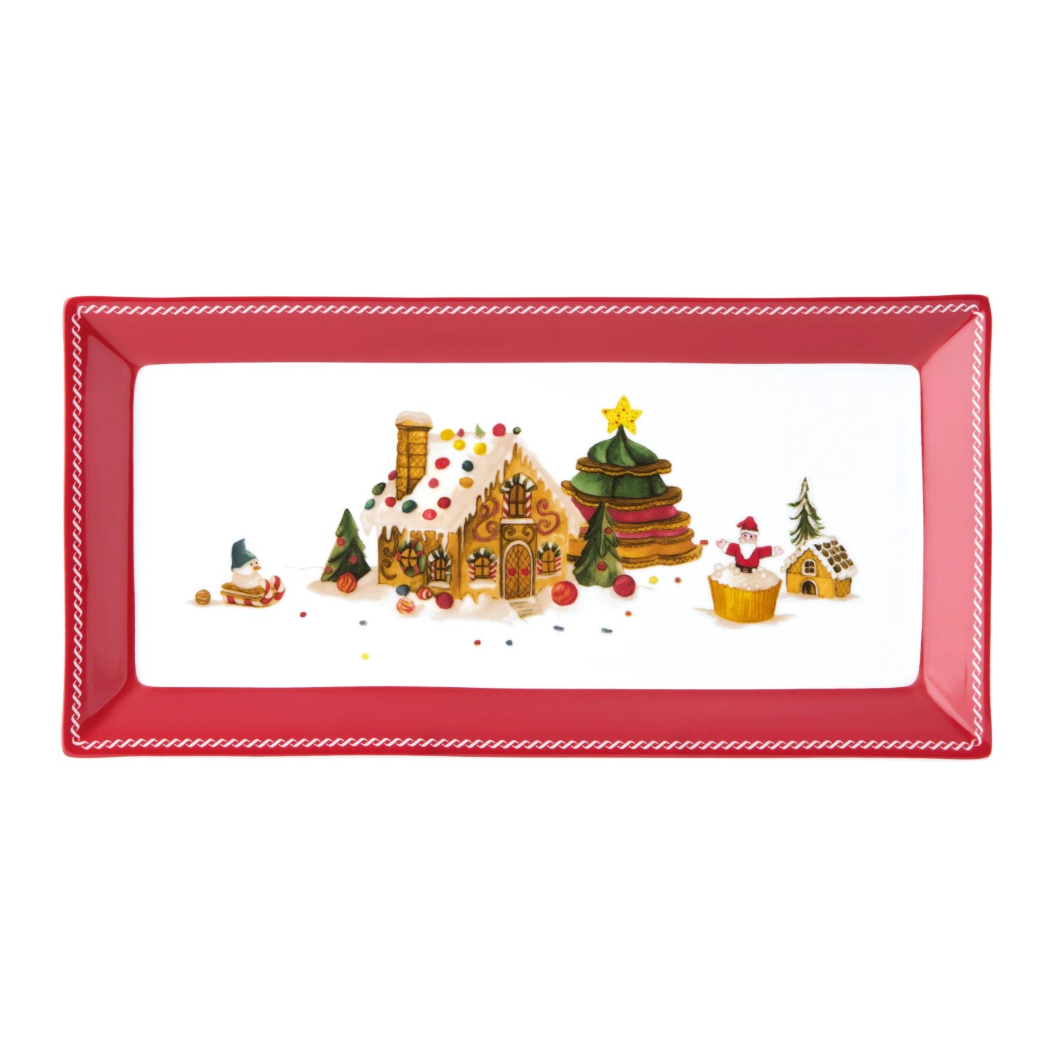 Mömax Servierplatte XMAS-Ginger Rot/Weiß ca. 36x18,5cm