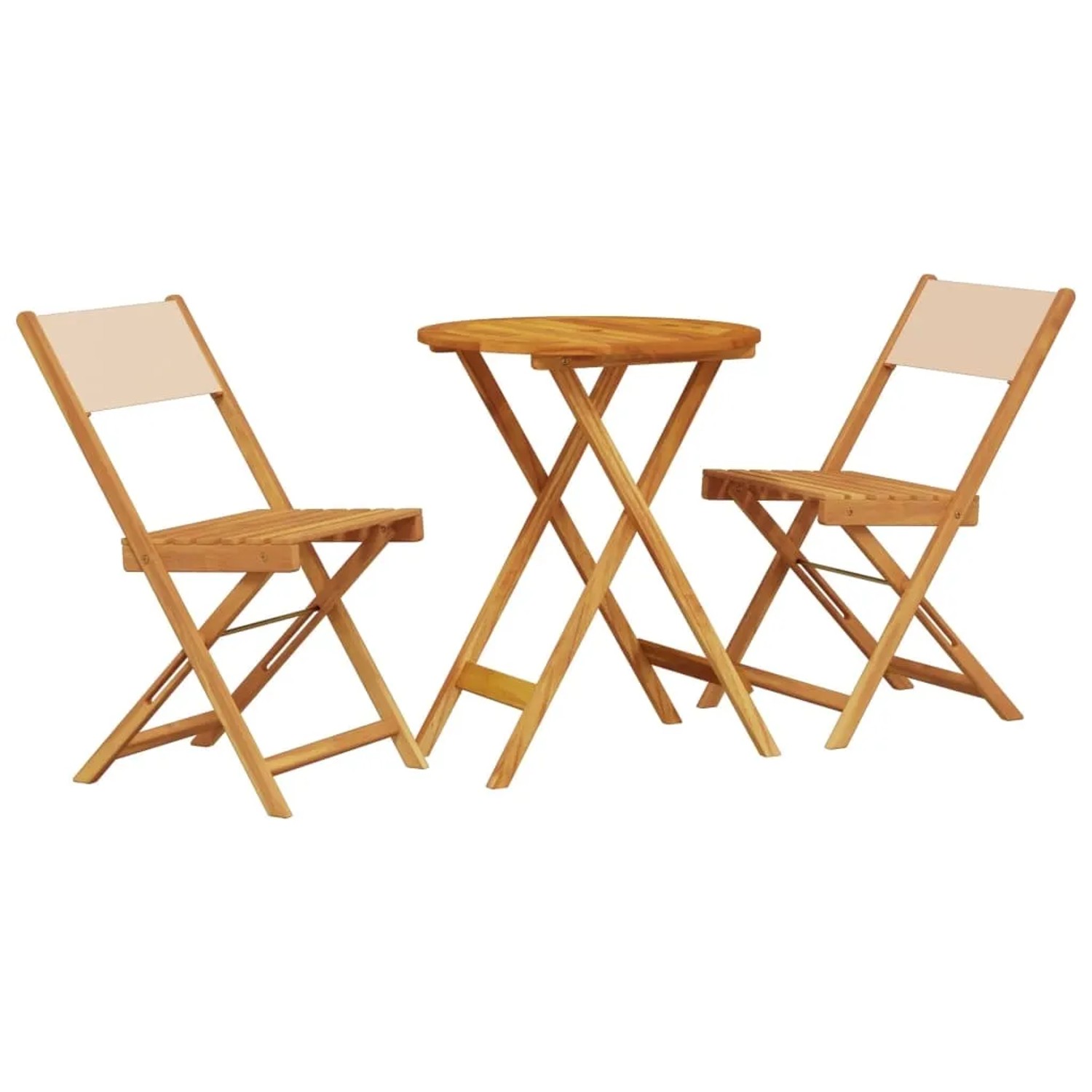 vidaXL 3-tlg Bistro-Set Beige Stoff und Massivholz Modell 2 günstig online kaufen