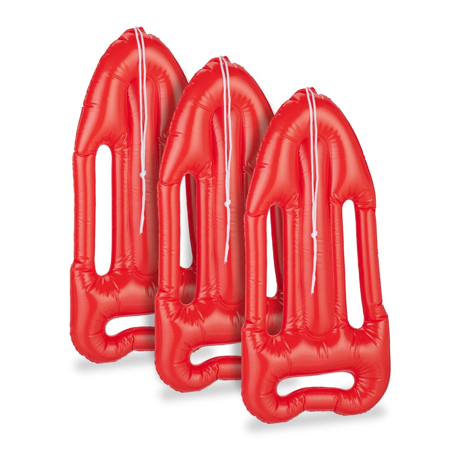 Relaxdays Rettungsboje 3er Set PVC Rot Aufblasbar 7 cm x 30 cm x 64 cm 100 g