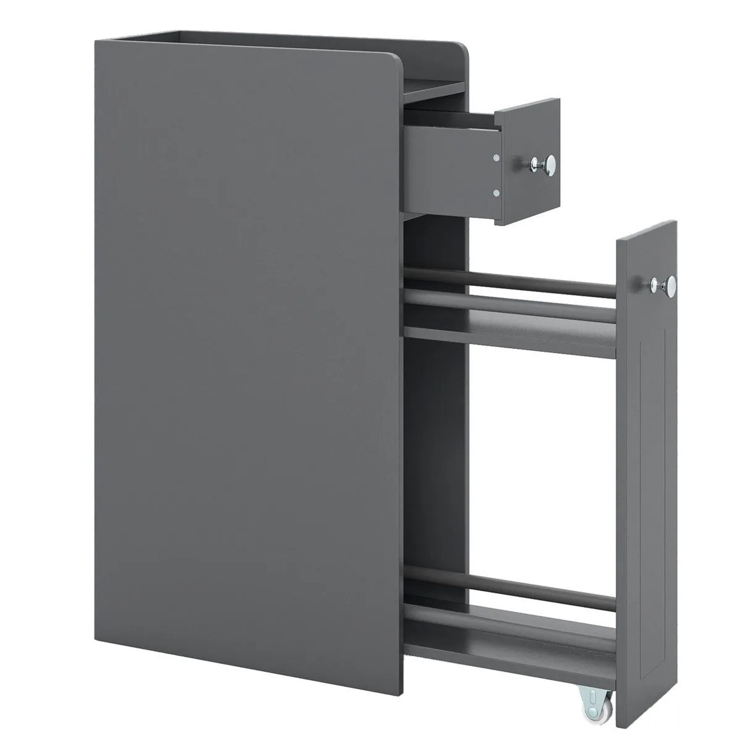 Costway Nischenschrank Badschrank mit Rollen Badezimmerschrank Klein Grau