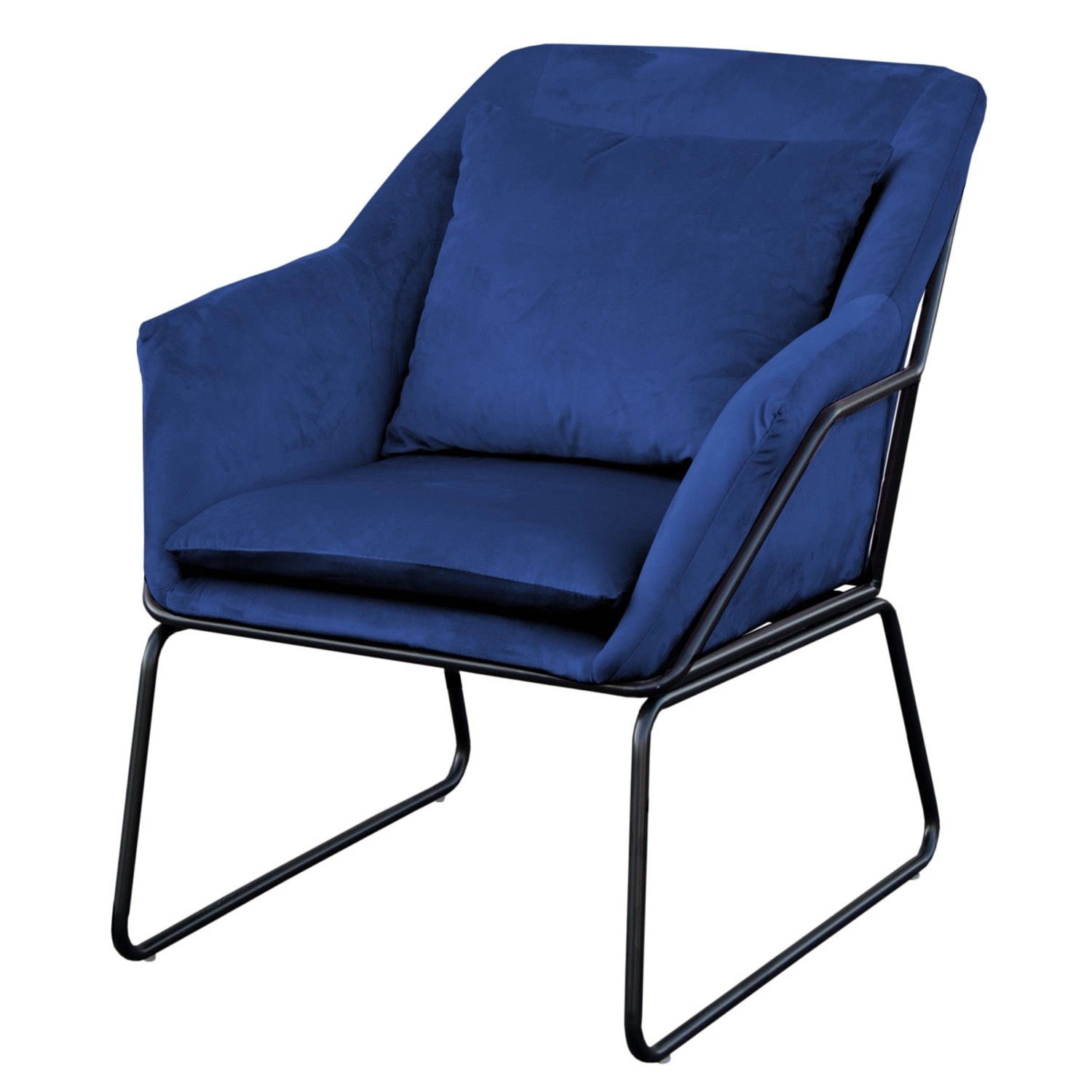 Svita Josie Loungesessel Gepolstert Mit Armlehne Metallgestell Samtbezug Blau