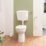 Calmwaters Stand-WC Set, erhöht, spülrandlos, mit Spülkasten und WC-Sitz in Weiß.