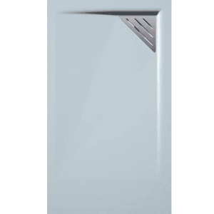 Mirlo Mineralguss Duschwanne Extra Flach Trinity Grau Ablaufschutz Chrom Ablauf Linksbündig 80x130cm