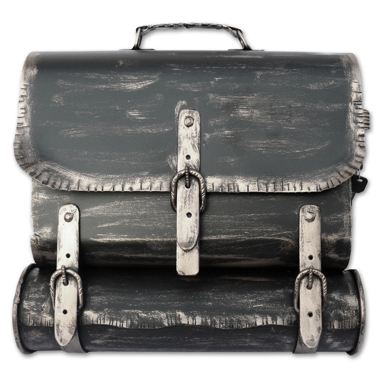 HMF 506-09 Briefkasten Antik SCHULRANZEN WNS 36 x 41 x 85 cm Silber