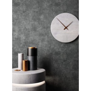 Newroom Vliestapete Perseus Moonlight Betonoptik in Anthrazit mit Uhr und Deko.