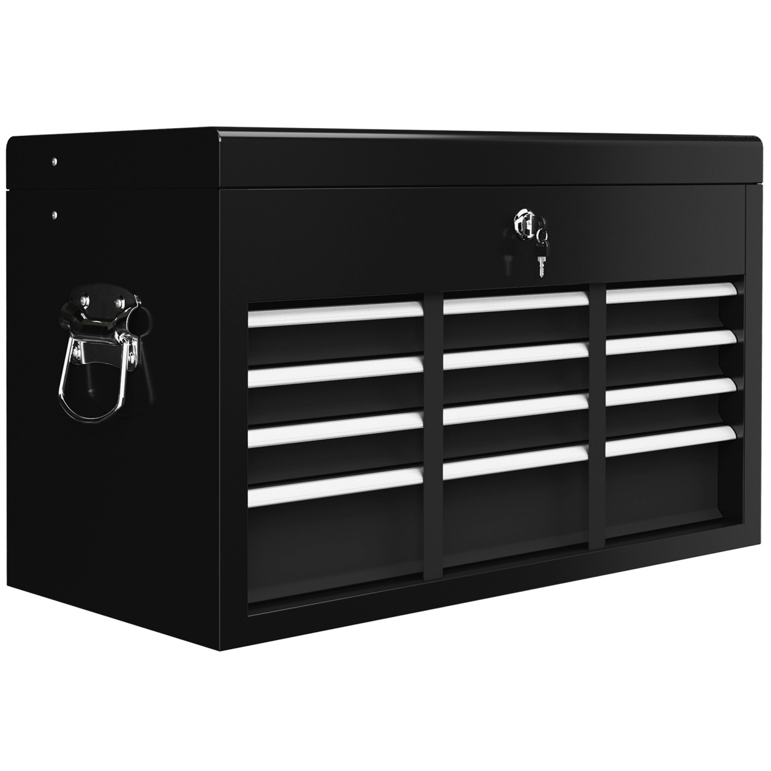 HOMCOM Werkzeugkasten Werkzeugkoffer Stahl Schwarz 60L x 26B x 34H cm günstig online kaufen