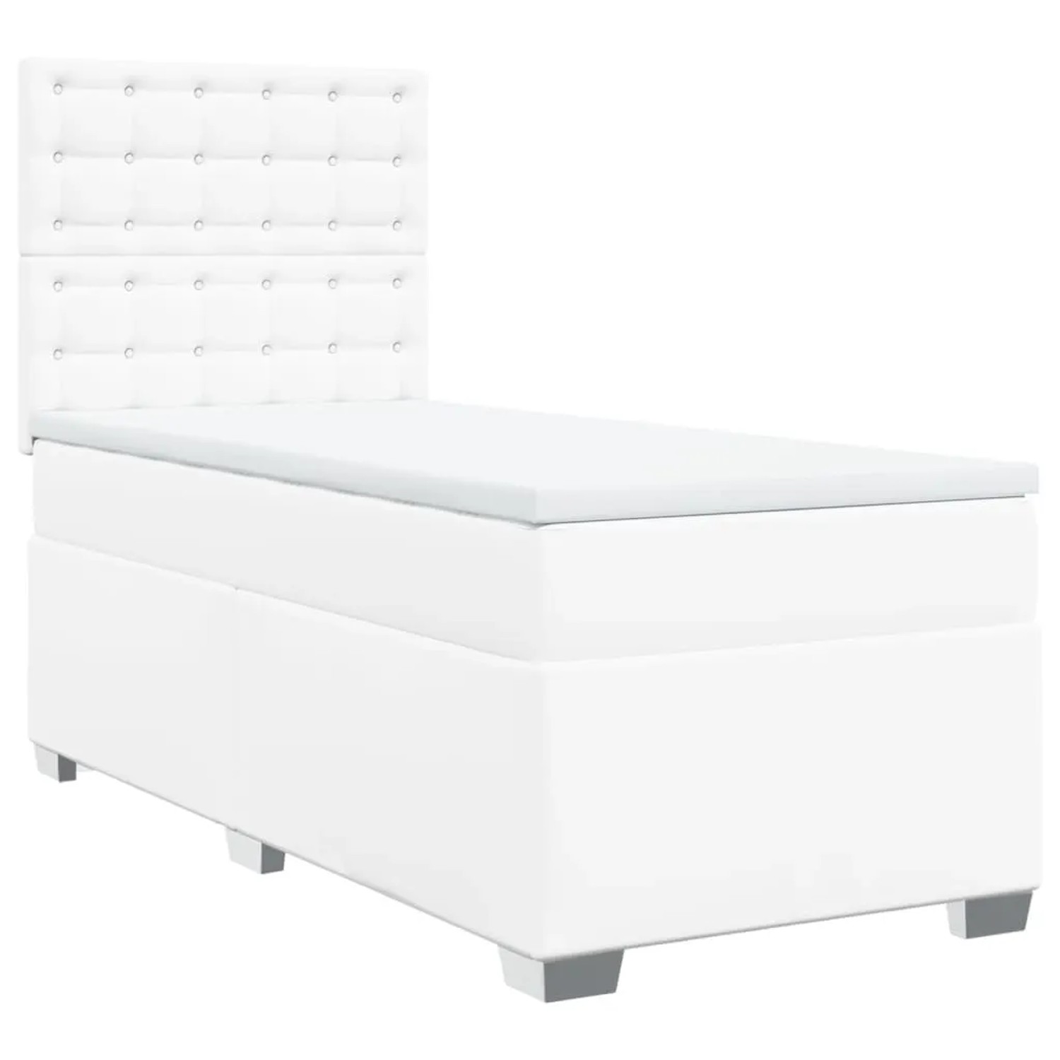 vidaXL Boxspringbett mit Matratze Weiß 100x200 cm Kunstleder 3290709 günstig online kaufen