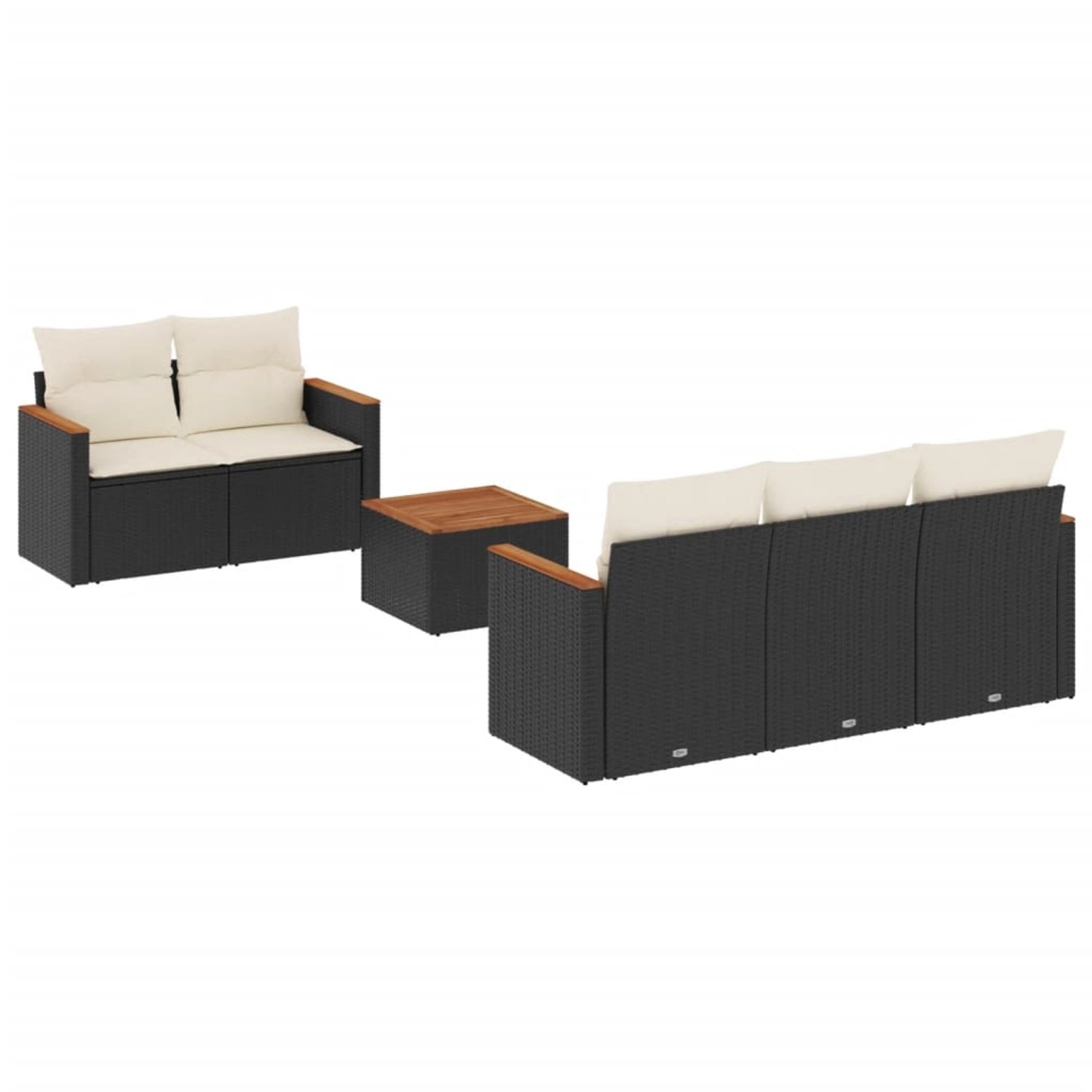 vidaXL 6-Tlg Garten-Sofagarnitur mit Kissen Schwarz Poly Rattan 3225783 günstig online kaufen