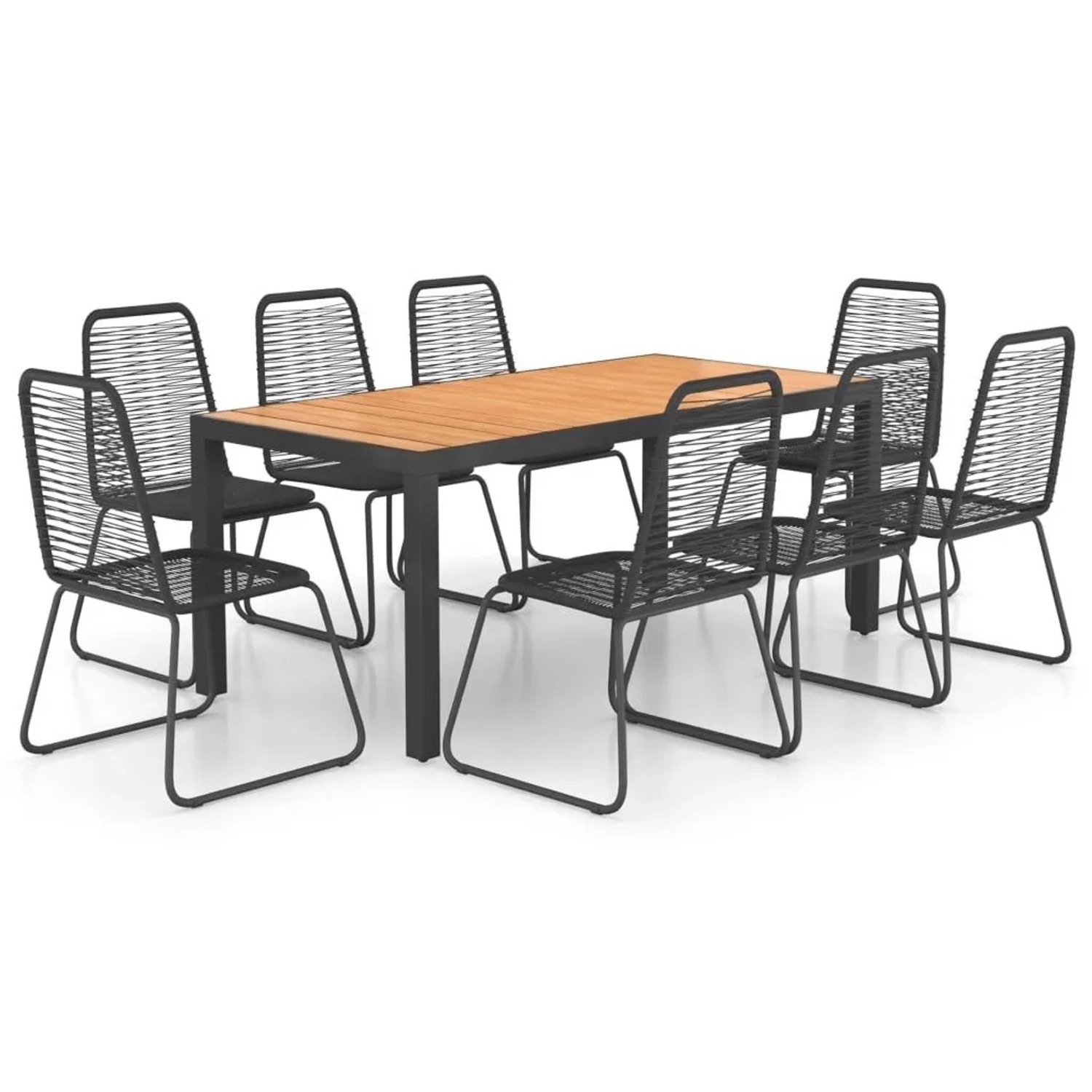Furnicato 9-tlg Garten-essgruppe Pvc Rattan Schwarz Und Braun