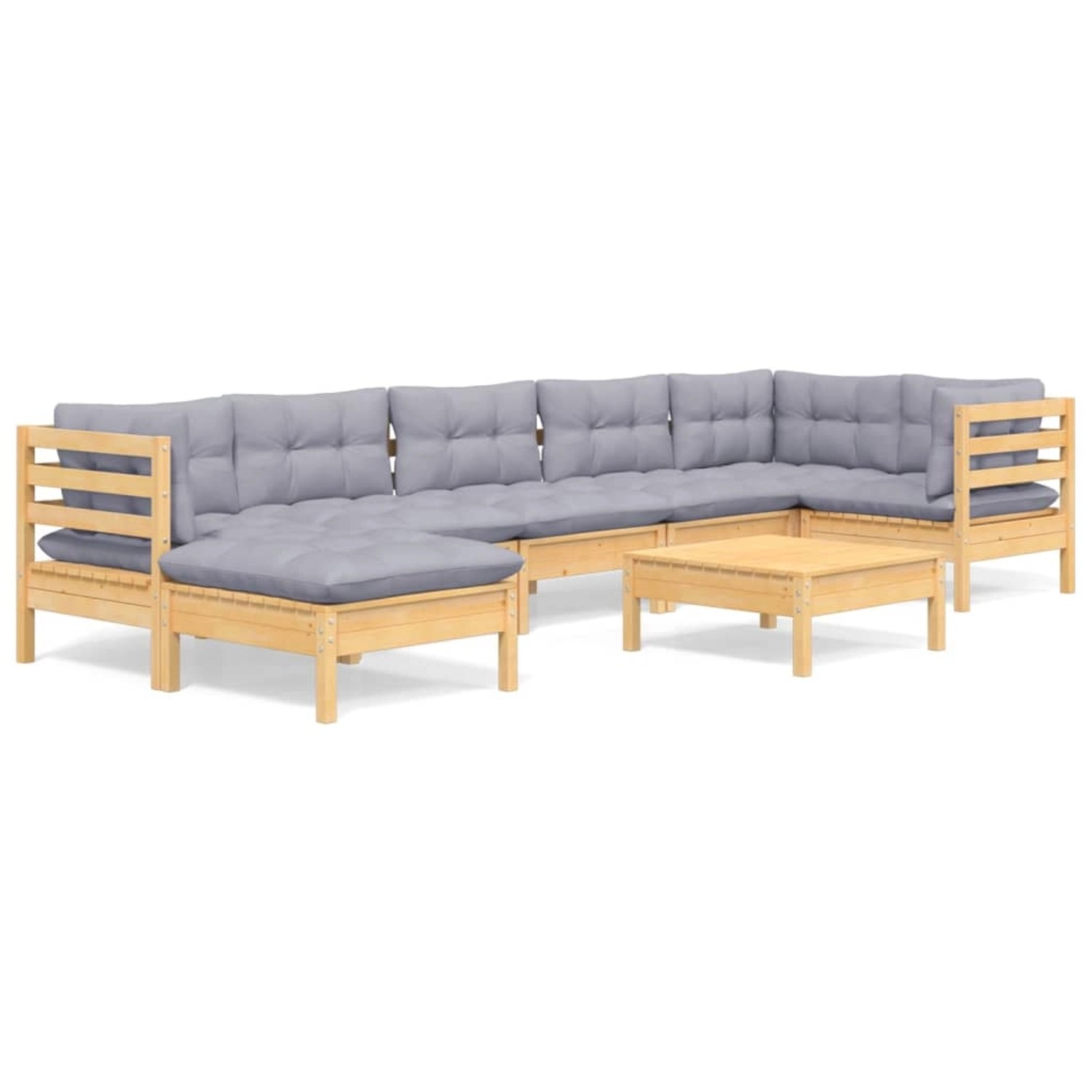 8-tlg. Garten-lounge-set Mit Grauen Kissen Kiefer Massivholz günstig online kaufen