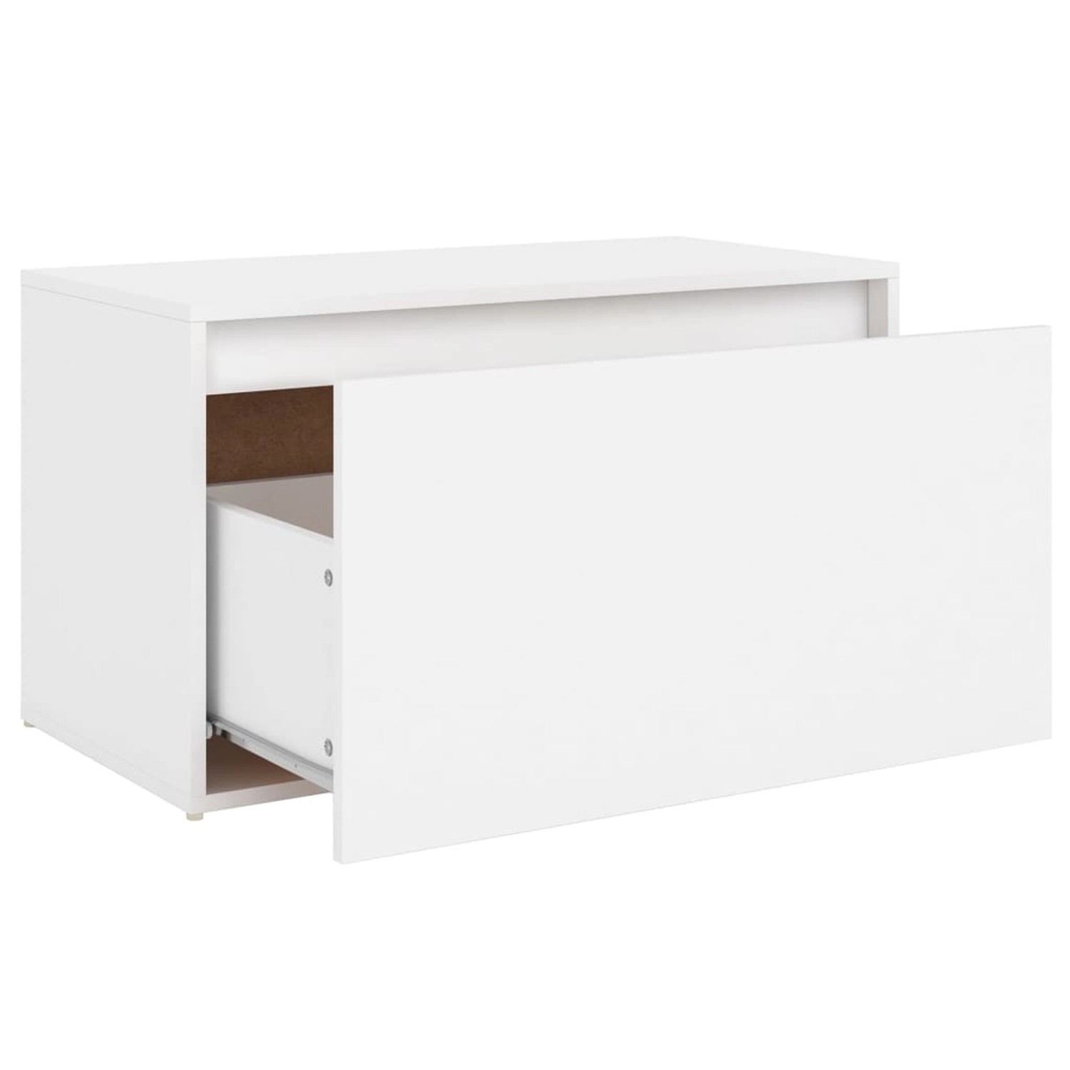 Weiße vidaXL Flurbank (80x40x45 cm) aus Holzwerkstoff mit offener Schublade.