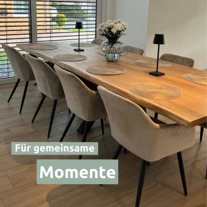 Esstisch: Holz4home Tischplatte aus Eiche mit Baumkante, 300x100 cm.