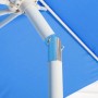 Blauer Sonnenschirm mit neigbarem Gelenk und weißem Gestell. Ideal für flexible Schattenspende.