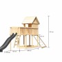 Karibu Spielhaus Frieda mit Rutsche, Anbauplattform und Netzrampe aus Holz, natur/anthrazit.