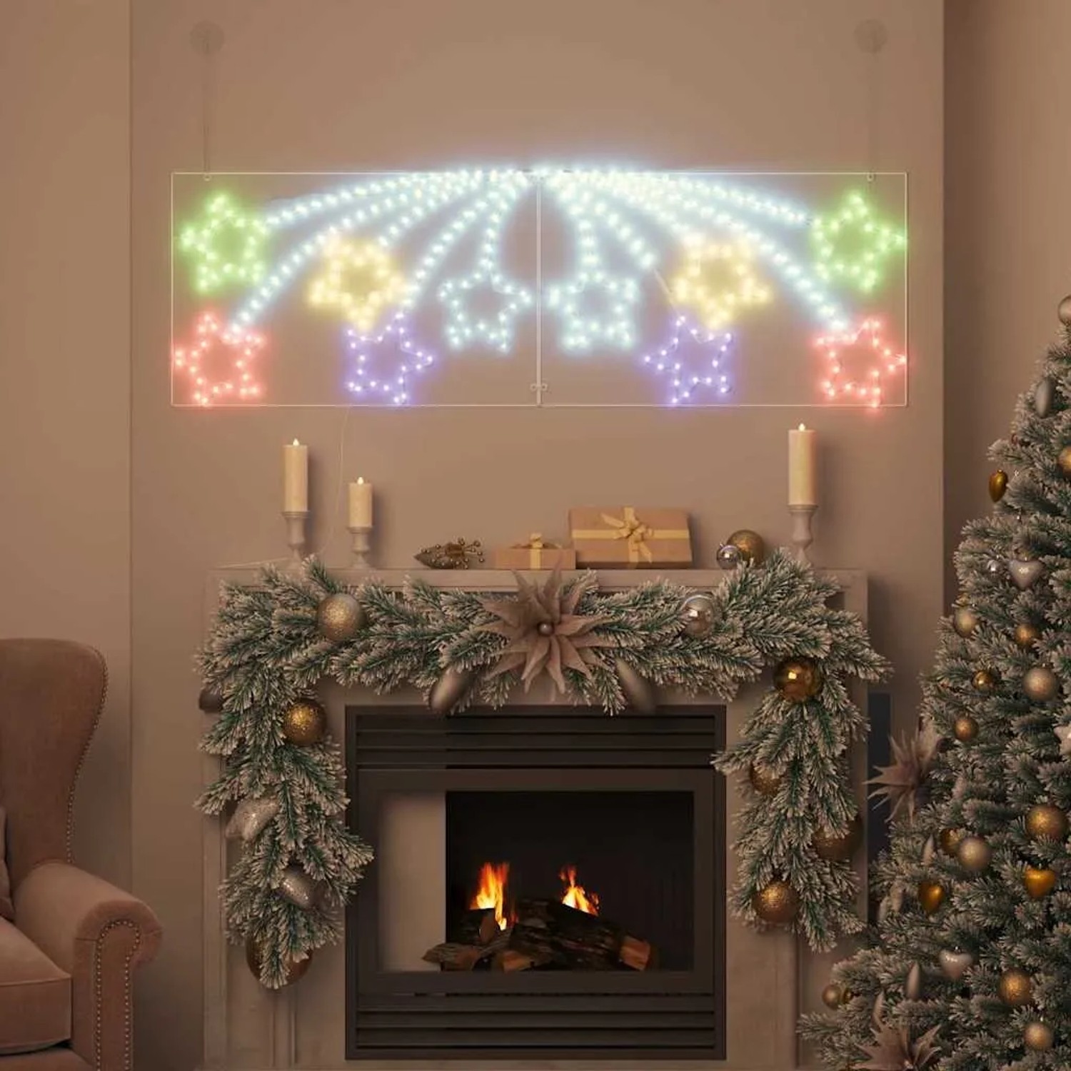 vidaXL Weihnachtsstern mit 432 LEDs Mehrfarbig 180 x 57 cm PVC 42018956_3