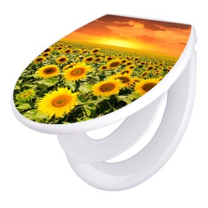 Banjado Familien WC-Sitz mit Sonnenblumenmeer Motiv und Absenkautomatik.