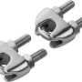 Zwei Seilklemmen aus Edelstahl, Ø 6 mm, zur einfachen Verbindung von Seilen.