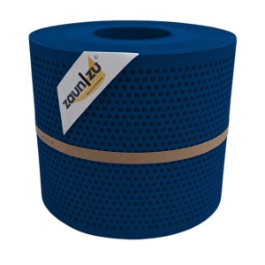 zaunzu Sichtschutz, Enzianblau, 26m Rolle mit Quadrat-Lochmuster für Doppelstabmatten.