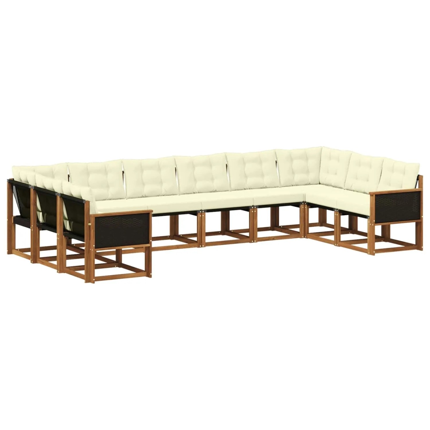vidaXL Outdoor-Sofagarnitur mit Kissen 10 Stk Natur und Creme 3382230