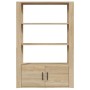 vidaXL Sideboard Sonoma-Eiche, 80x30x119,5 cm, Holzwerkstoff mit offenen Fächern und Türen.