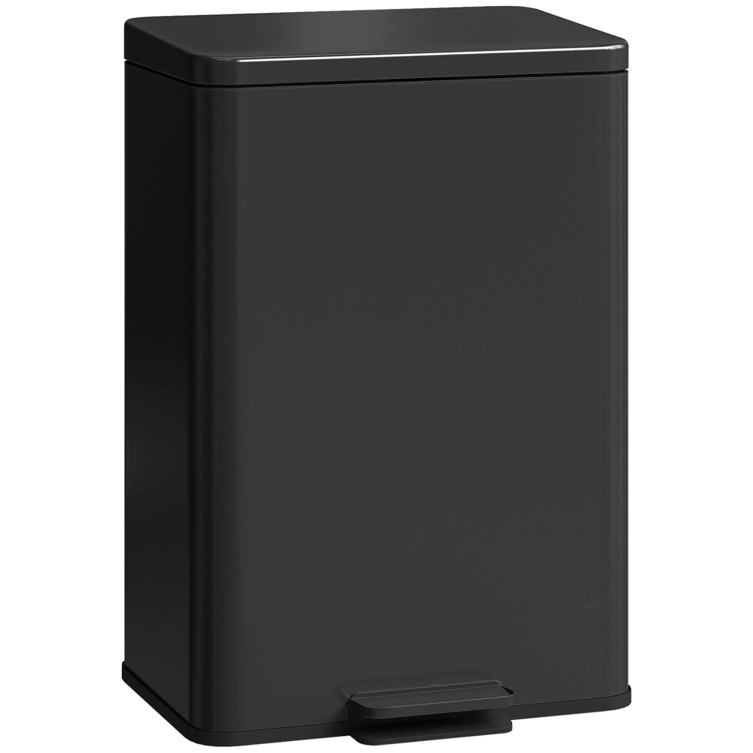 HOMCOM Mülleimer Edelstahl Kunststoff 34,2 x 30,6 x 44,2 cm Schwarz