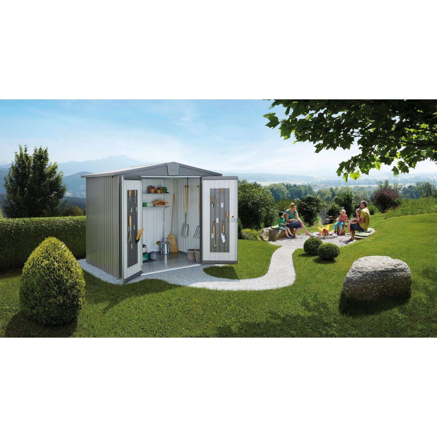 Biohort Metall-Gerätehaus Europa Dunkelgrau-Metallic 3,5 m²