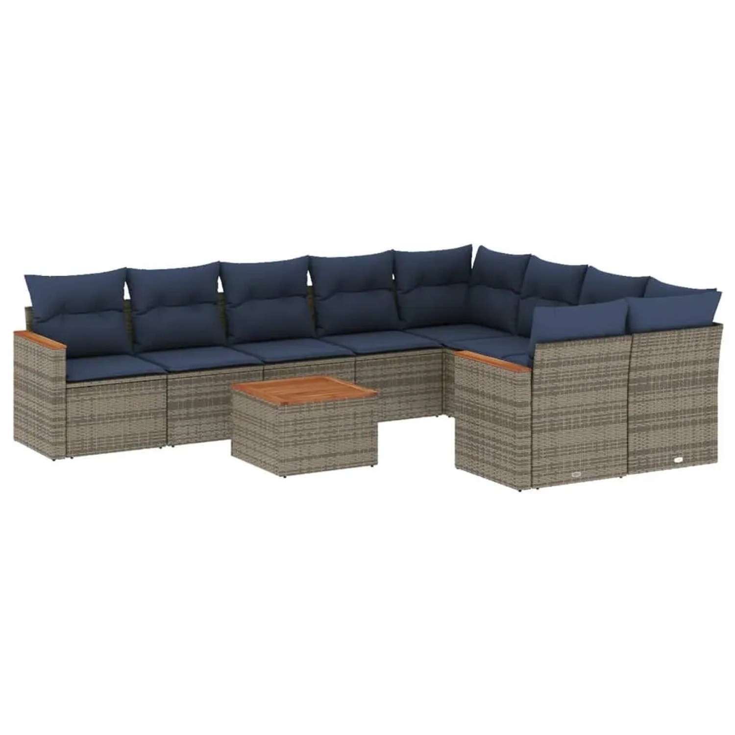 vidaXL 10-Tlg Gartensofa-Set mit Kissen Grau Polyrattan 3226313 günstig online kaufen