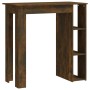 vidaXL Bartisch Räuchereiche mit Regal, aus Holzwerkstoff, 102x50x103,5 cm.