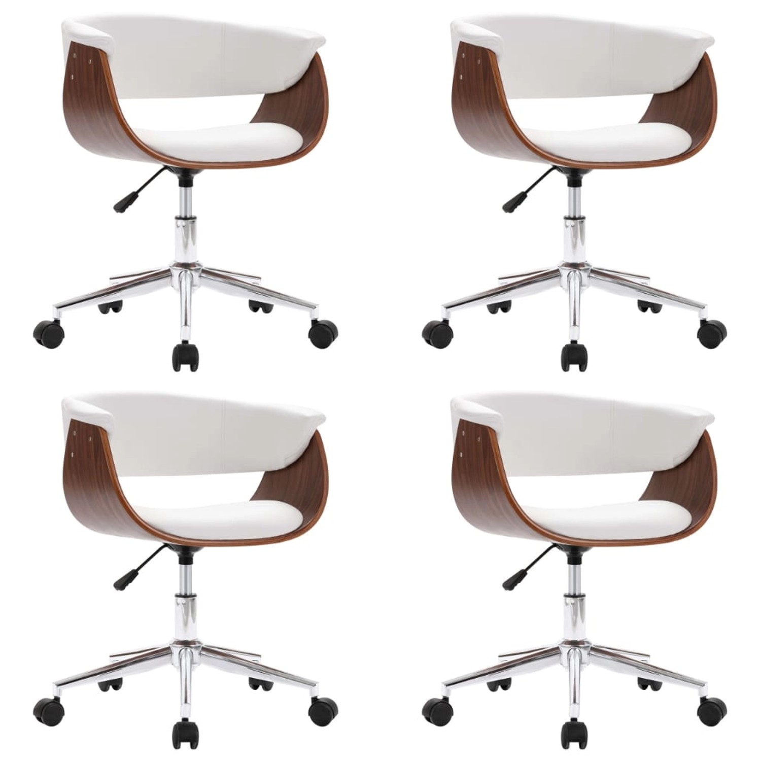 vidaXL Esszimmerstühle 4 Stk Drehbar Weiß Kunstleder 3054876