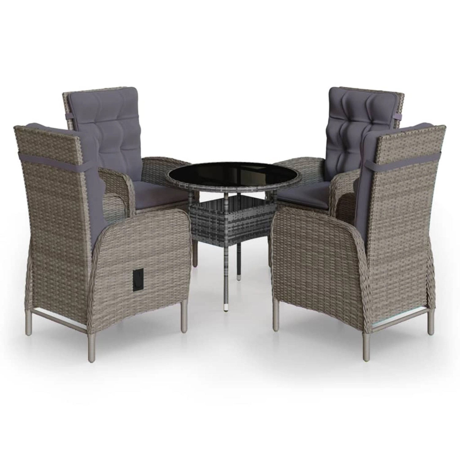 vidaXL 5-Tlg Garten-Bistro-Set Poly Rattan Grau 3058550