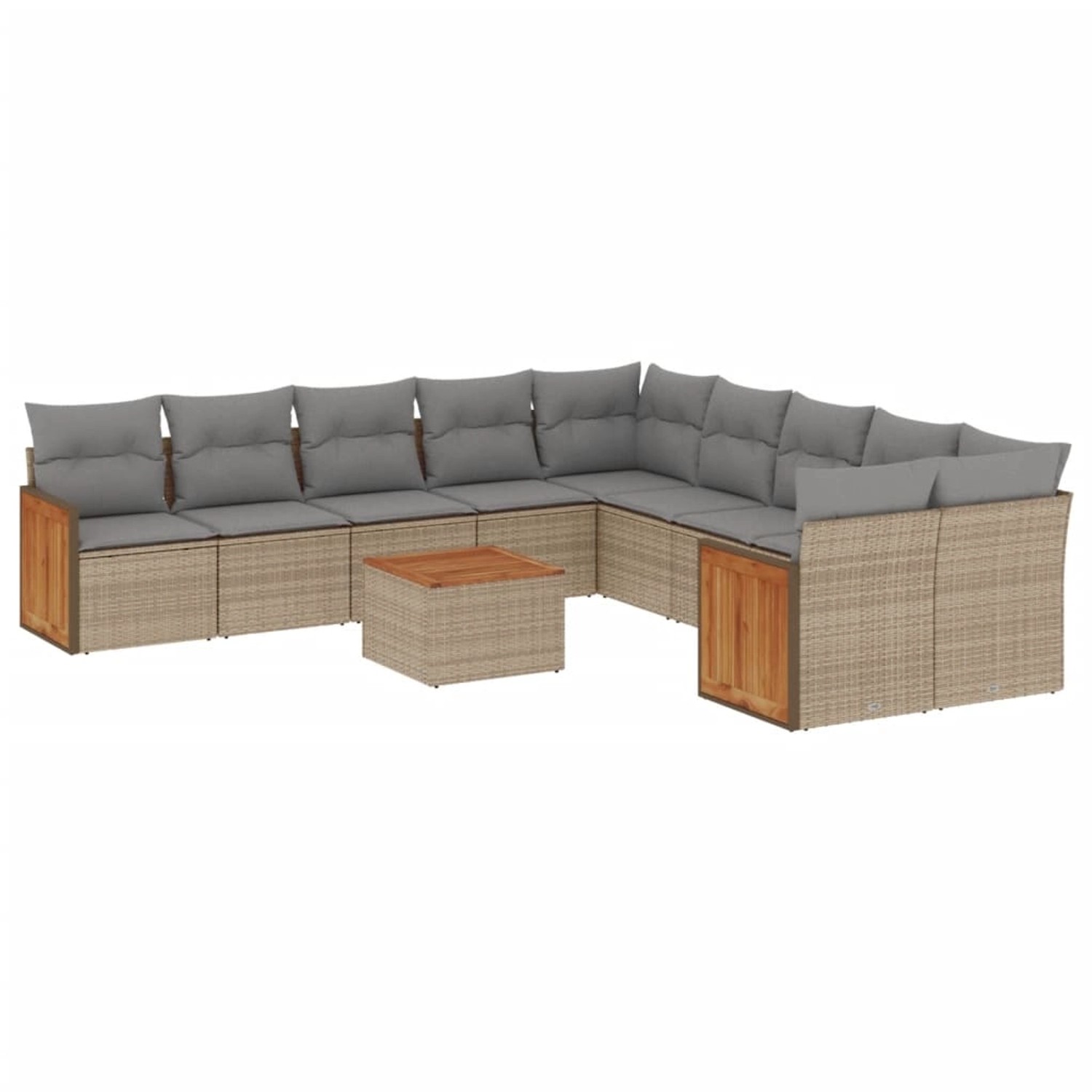 vidaXL 11-Tlg Garten-Sofagarnitur mit Kissen Beige Poly Rattan 3260442 günstig online kaufen