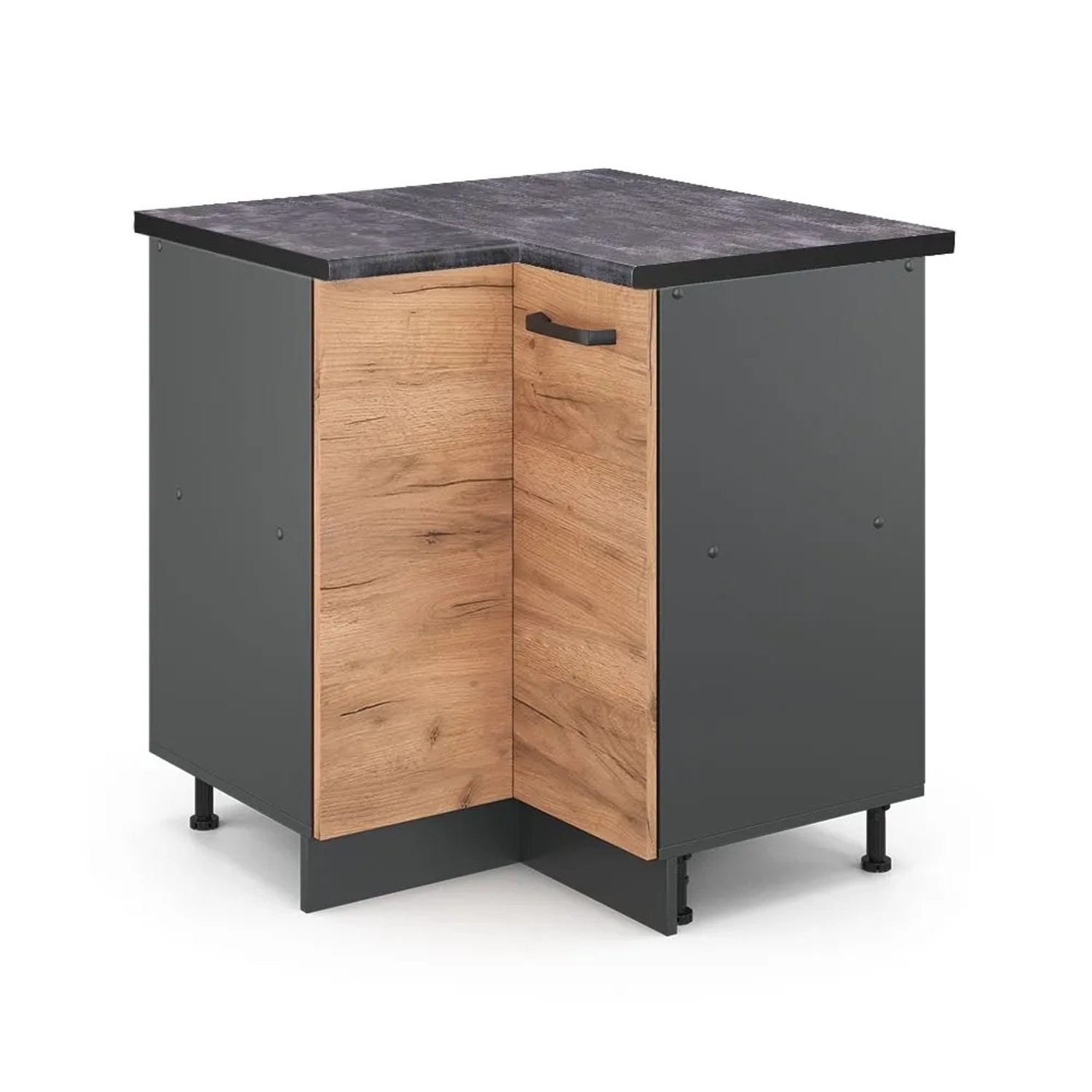 Vicco Eckunterschrank R-Line Goldkraft Eiche Anthrazit 76 cm AP Anthrazit
