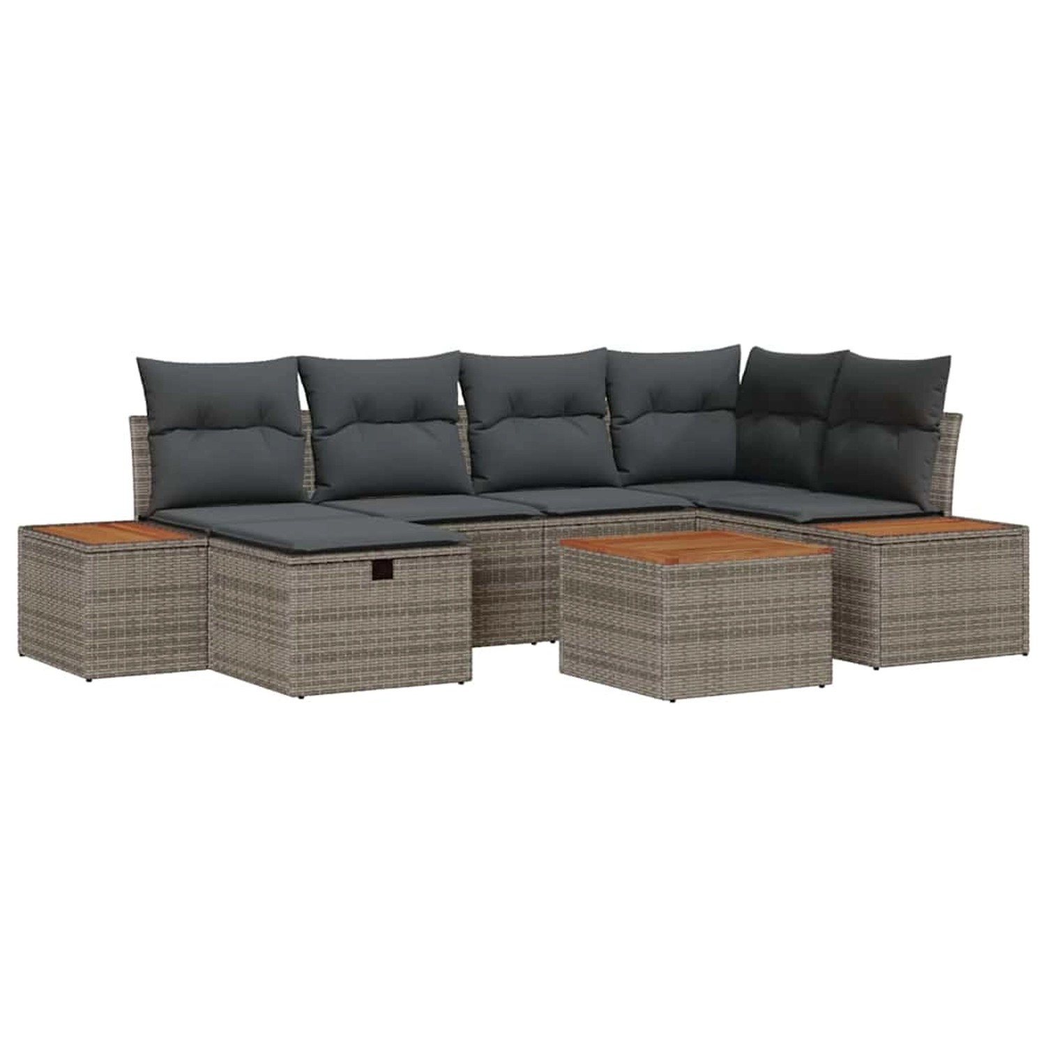 vidaXL Garten-Sofa-Set mit Kissen 7-Tlg Grau Poly Rattan 3359636 günstig online kaufen