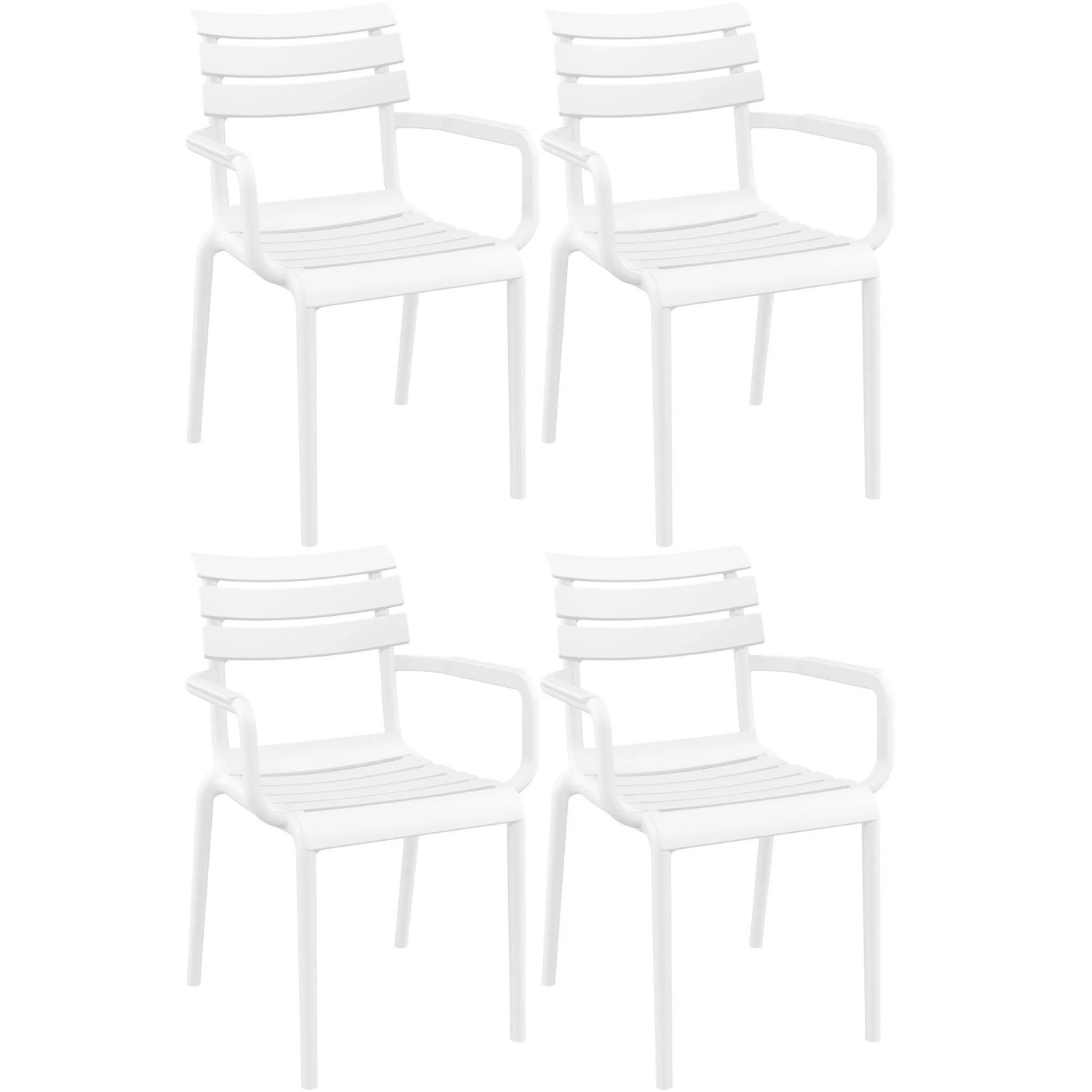 DELUKE Gartenstuhl LARS 4er Set 58x59x85cm Kunststoff Weiß Stapelstuhl Loungestuhl Garten Outdoor-Stuhl