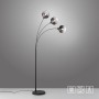 Schwarze Just Light Stehleuchte Zea mit 3 Rauchglas-Leuchten, 160 cm hoch.