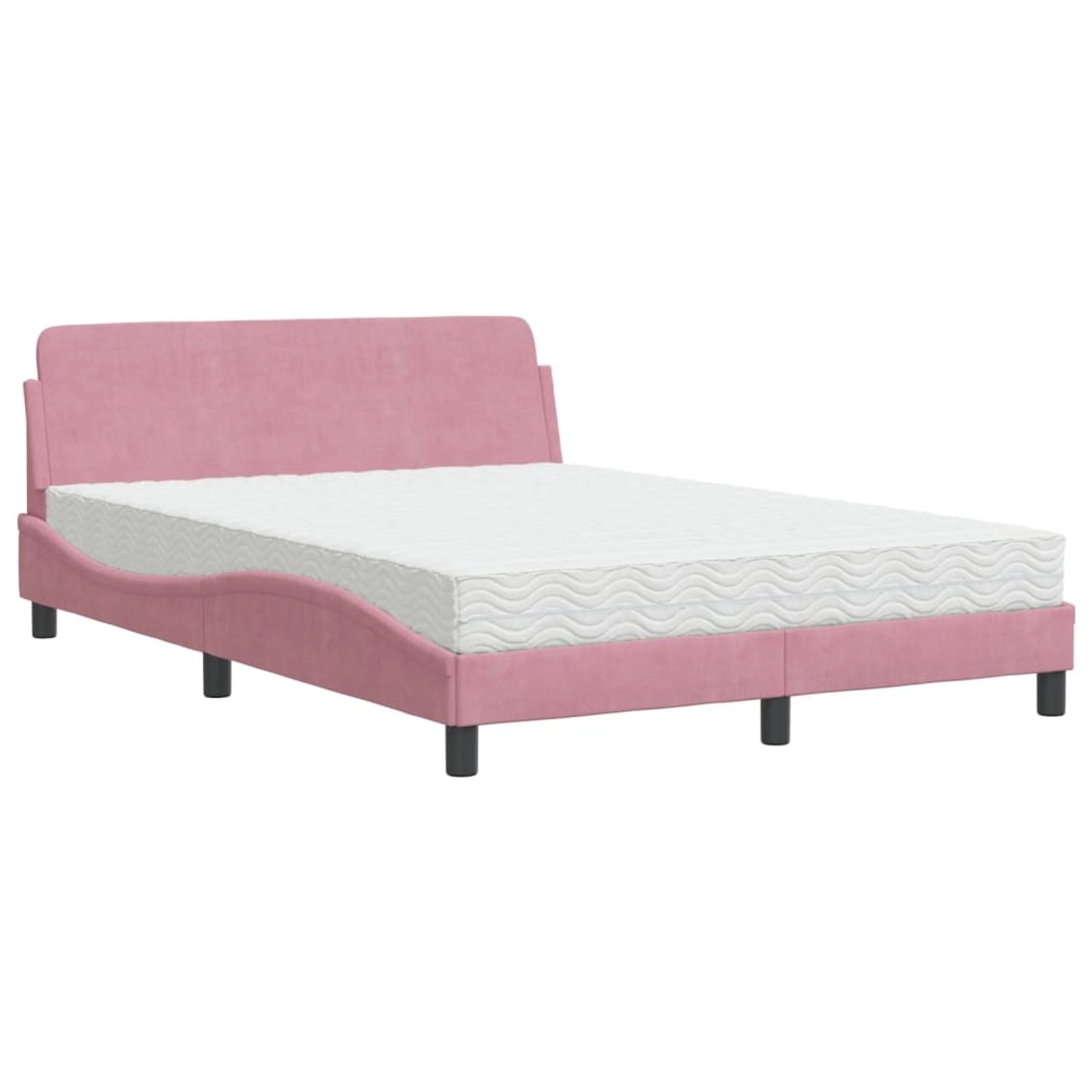 vidaXL Bett mit Matratze Dover Rosa 140x190 cm Samt 3208396